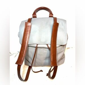 Sundance Light Gray Backpack with Brown Leather Accents